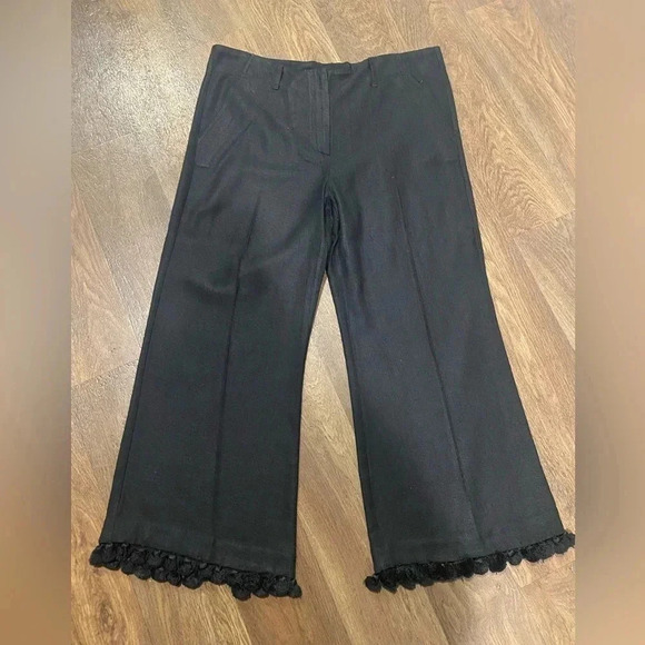 FIGUE silk wide leg pant tassel Pom Pom black size 10 - Picture 2 of 9